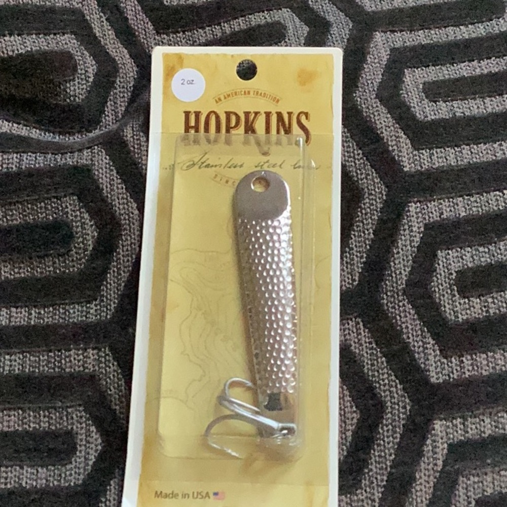 Hopkins hammered stainless steel fishing lure 2 oz  3.5